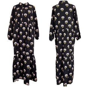 MAEVE black floral print maxi dress, size L, NWOT